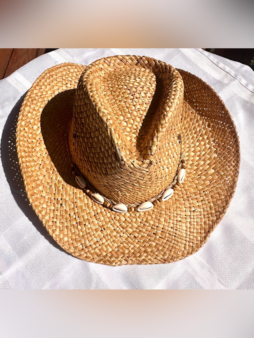 Panama Jack Coastal Cowgirl Bohemian 100% Straw Hat w/Decorative Cowrie Shells - Picture 2 of 11